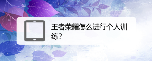 王者荣耀怎么进行个人训练