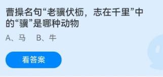 蚂蚁庄园曹操名句“老伏析志在千里”中的“骥”
