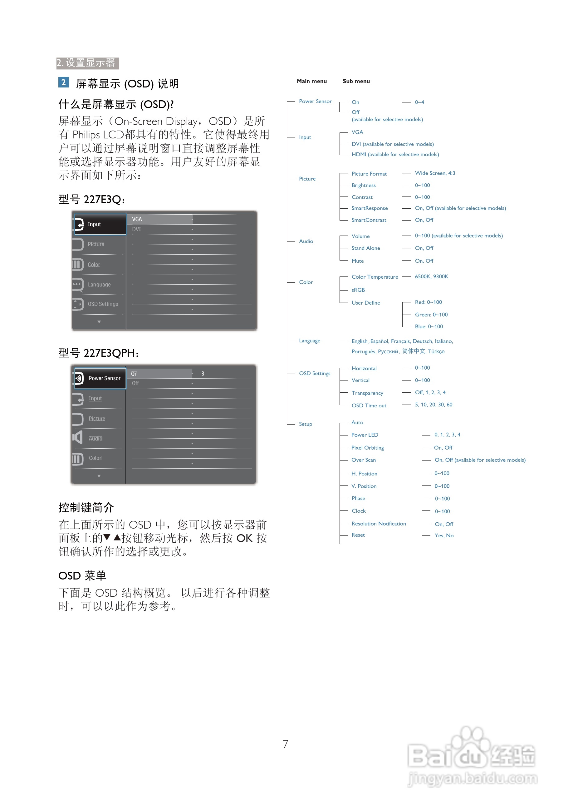 飞利浦2227E3QSU/93液晶显示器使用说明书:[1]