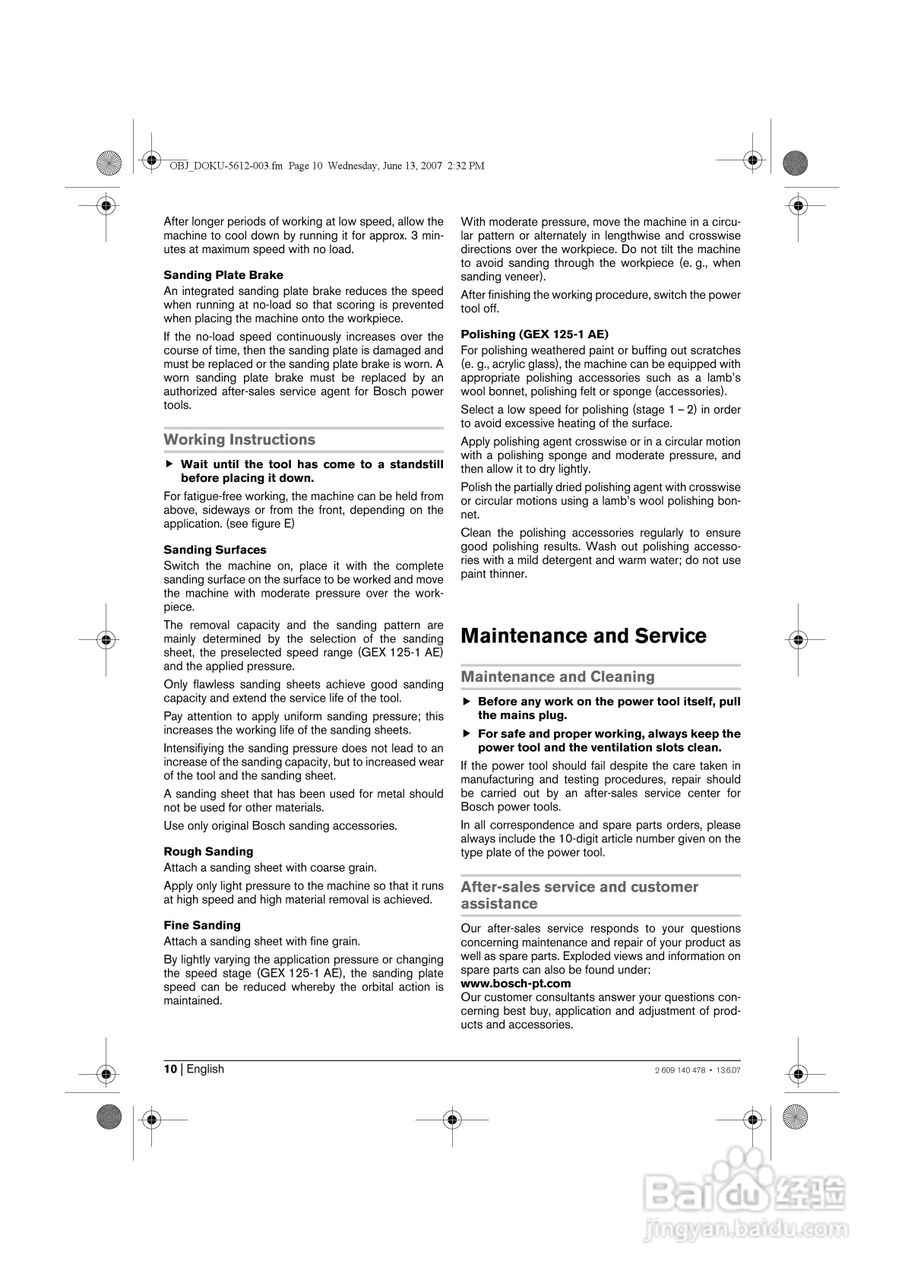 BOSCH GEX 125-1 A电磨操作说明书:[1]