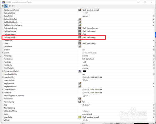 matlab GUI能否更改表行名列名字体大小及宽高？