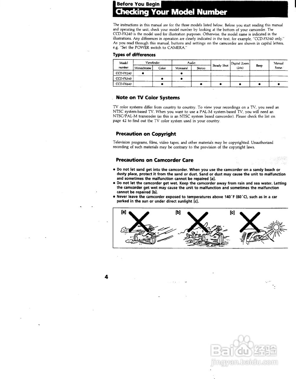 索尼CCD-FX340模似摄像机说明书:[1]