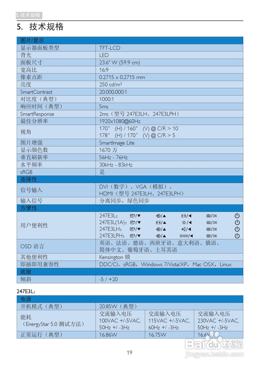 飞利浦247E3LPHSU2/93液晶显示器使用说明书:[3]