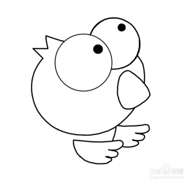 一只大眼睛的鸟儿的简笔画