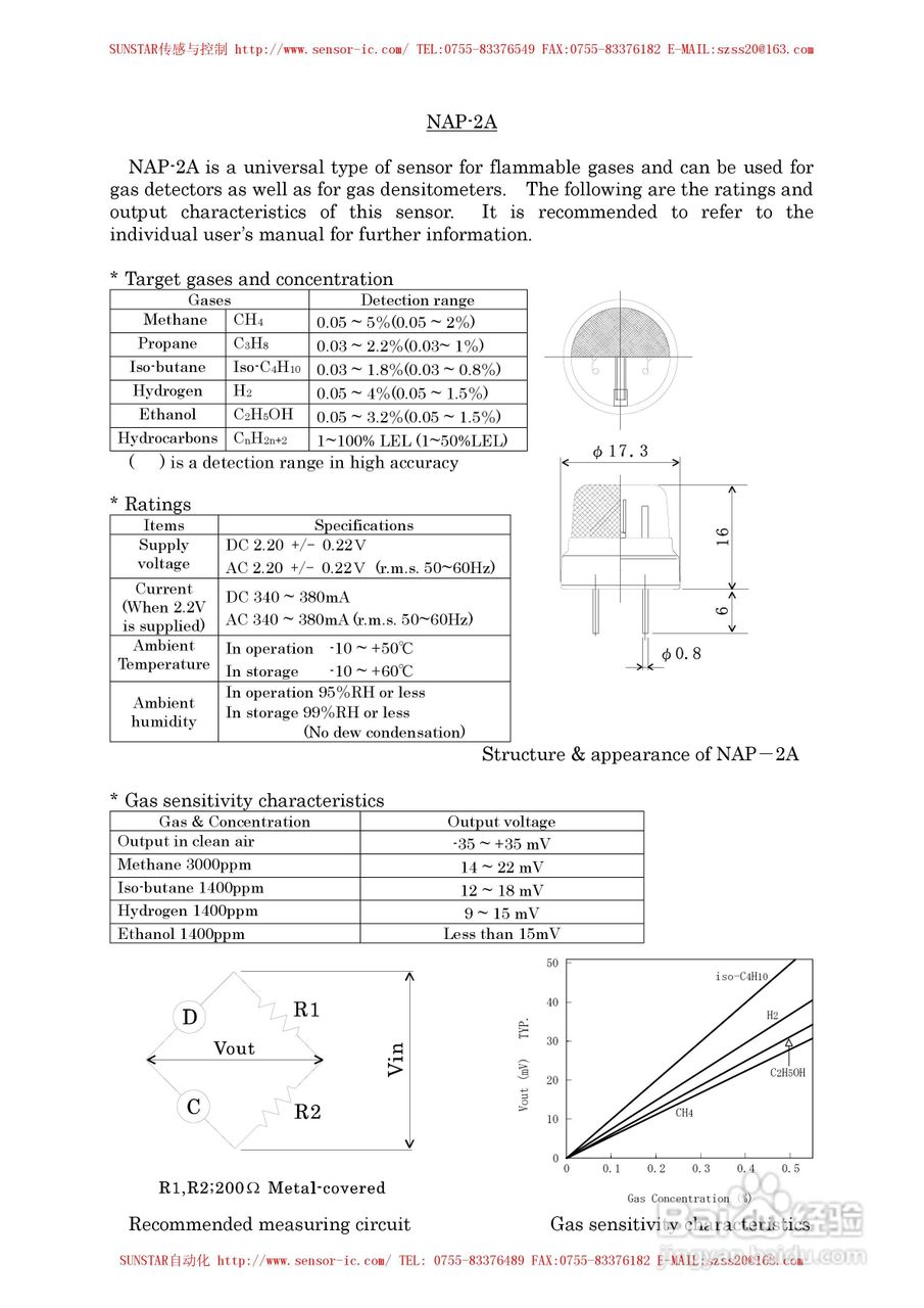 MAP-100A系列工业用可燃性气体传感器使用说明书:[7]