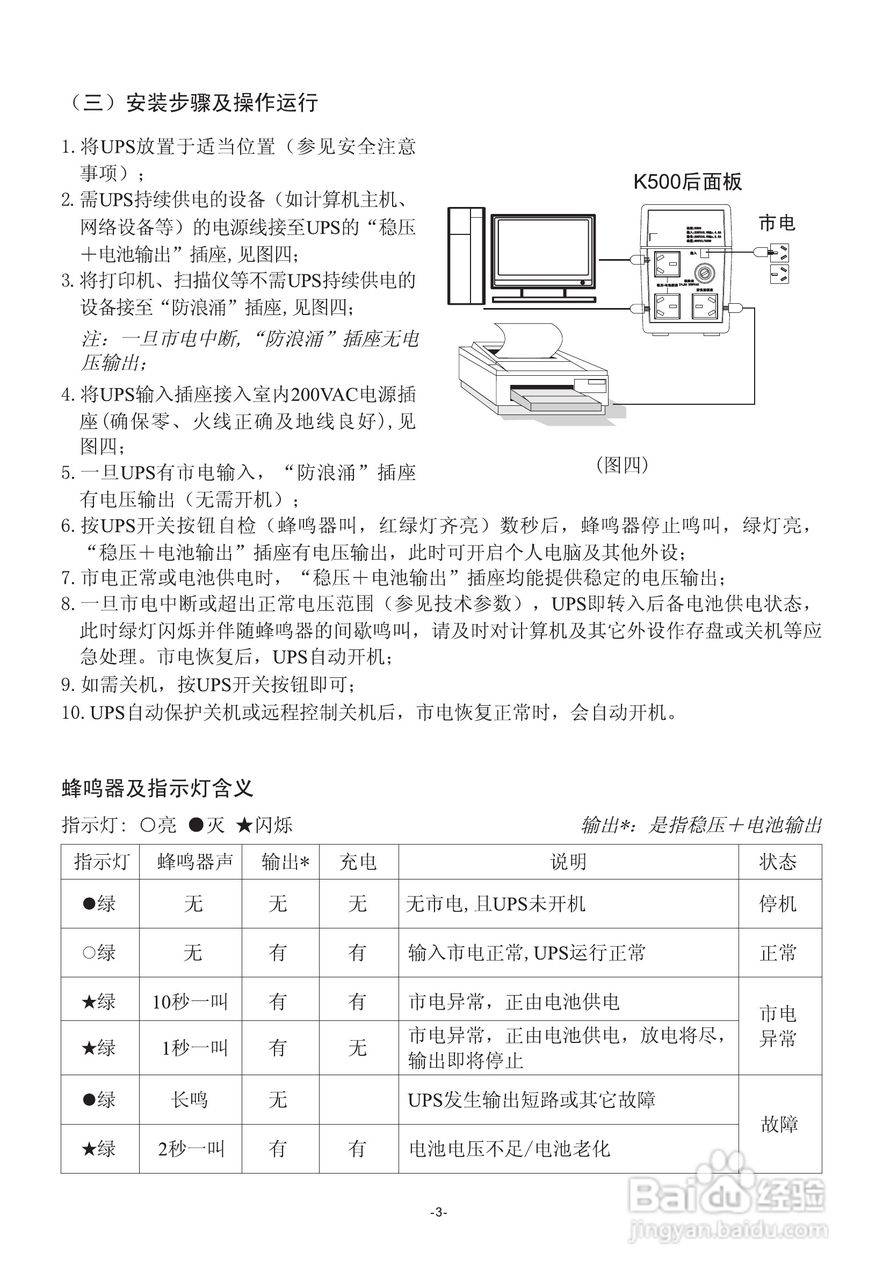 山特k500/k1000-pro ups电源说明书