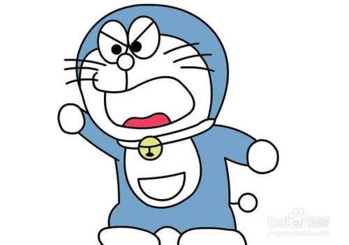 生气的机器猫的画法