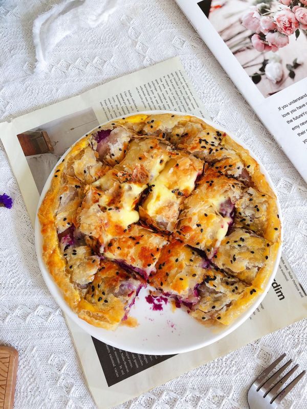 芝士爆浆紫薯酥