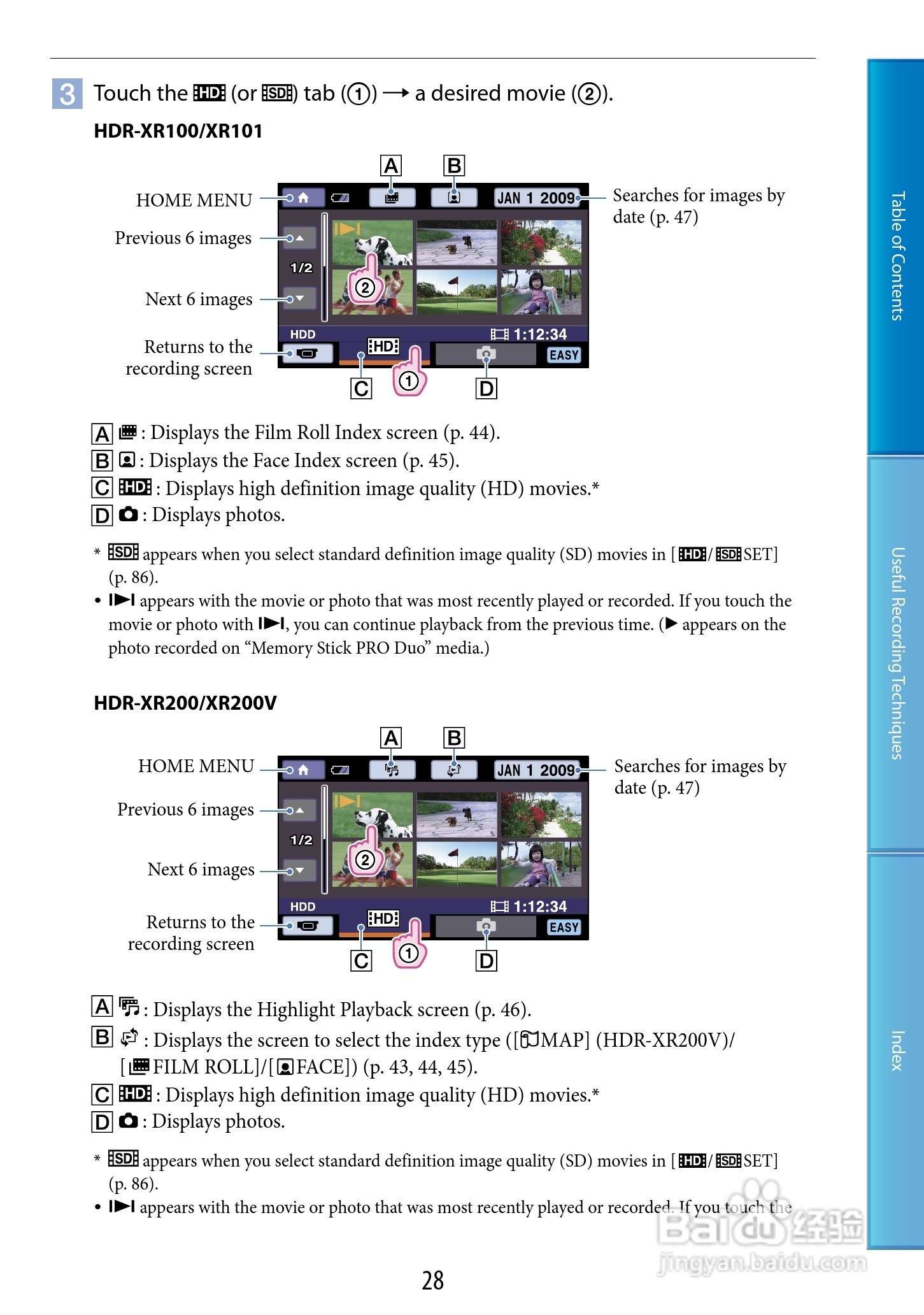 索尼HDR-XR100数码摄像机使用说明书:[3]