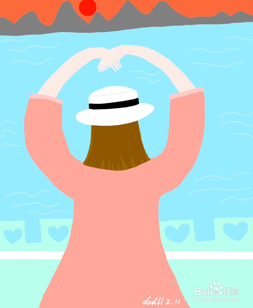 dxdll手绘之看落日的女孩