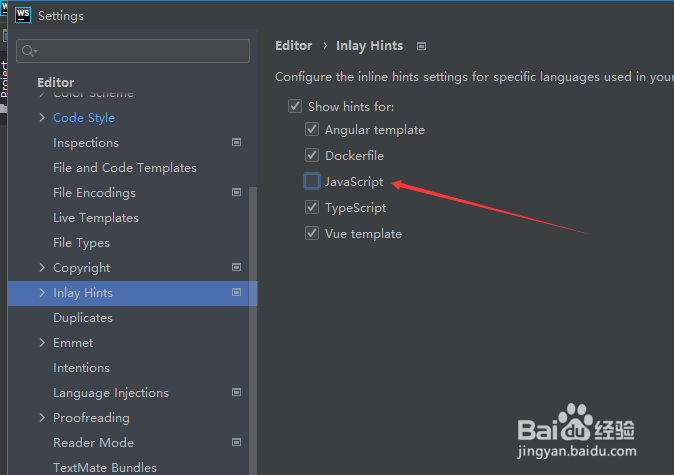 WebStorm 2021.1.2怎么脚本语言设置