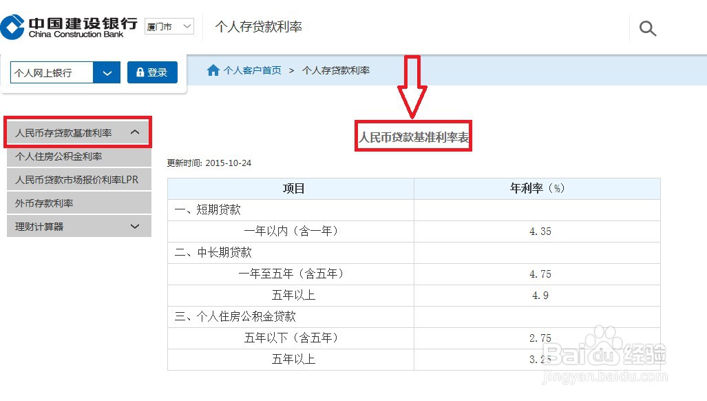 建设银行人民币贷款基准利率是多少