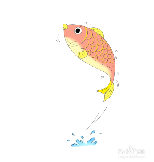 简笔画-如何画跃出水面的鲤鱼