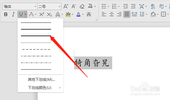 WPS怎样给所选文字设置下划线