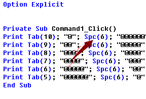 利用SPC()函数和tab()函数进行数据的输入输出