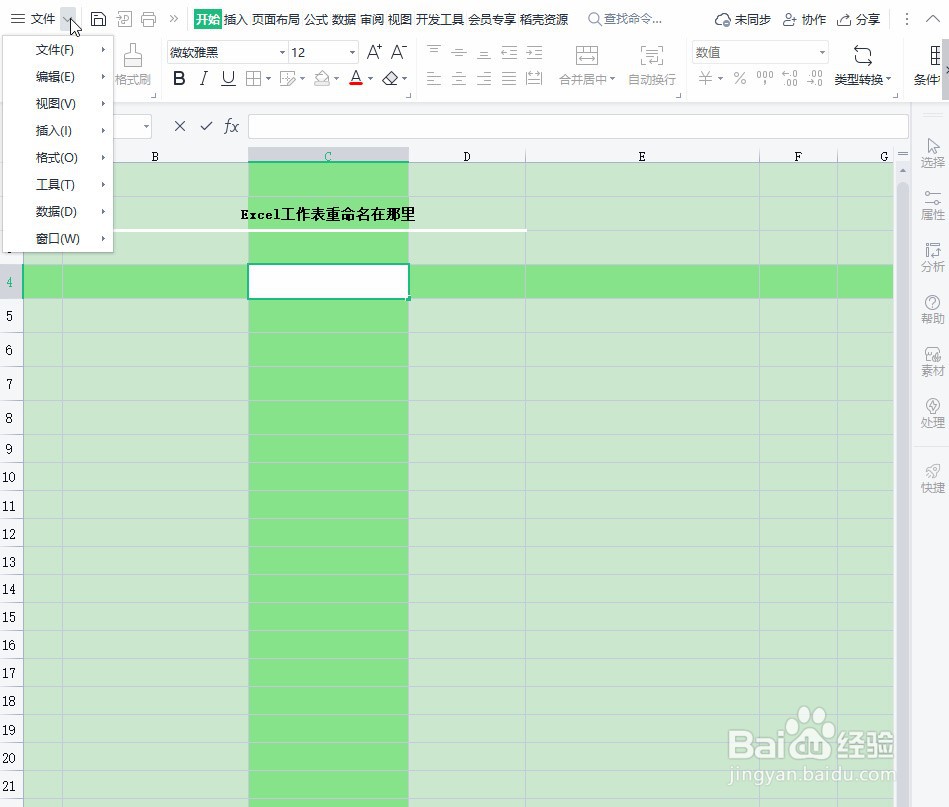 Excel工作表重命名在那里