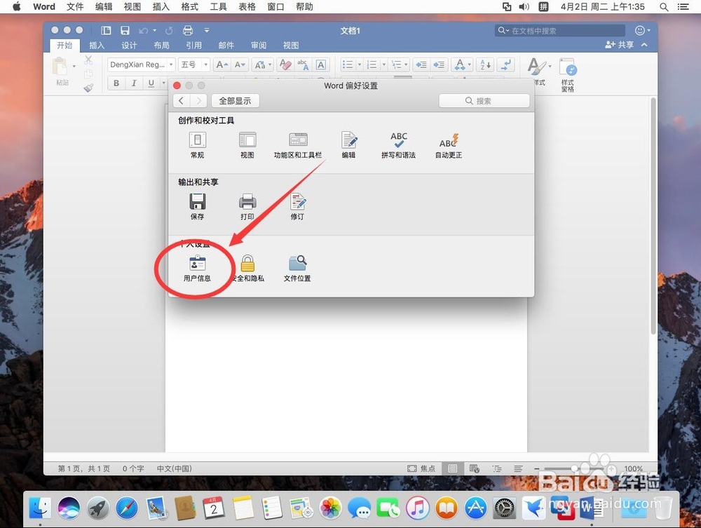 苹果Mac版office word 2019如何修改作者名称