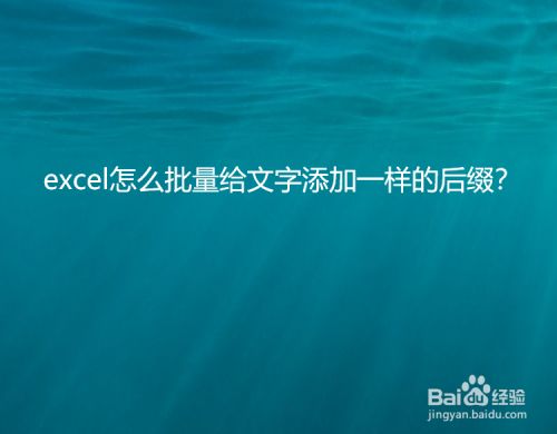 excel怎么批量给文字添加一样的后缀
