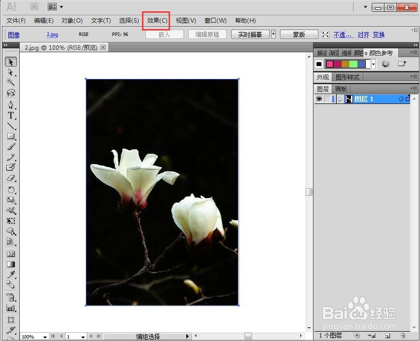 在AI中给图片添加烟灰墨和晶格化效果