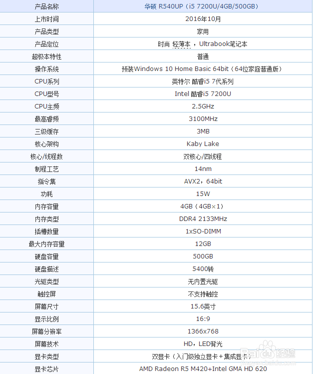 轻薄实用 华硕R540UP7200笔记本