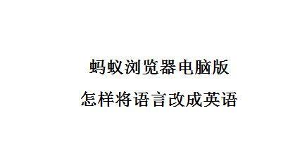 螞蟻瀏覽器電腦版怎樣將語言改成英語