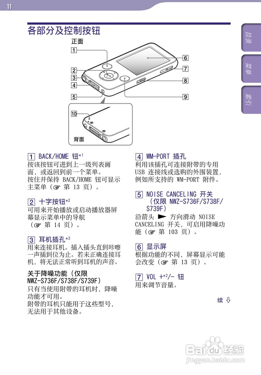 索尼NWZ-S639F MP3播放器使用说明书:[2]-百度经验