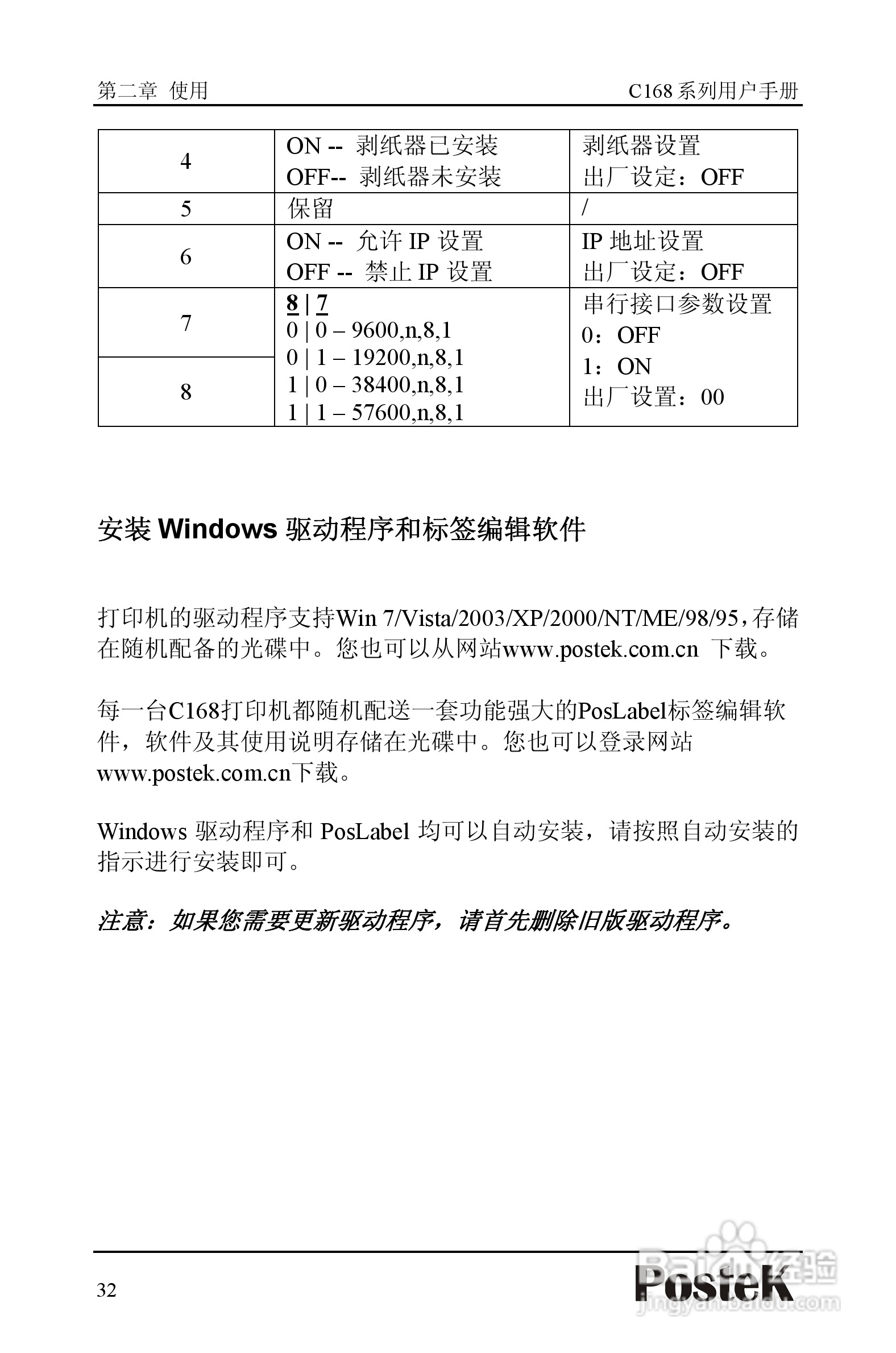 博思得 POSTEK C168标签打印机用户手册:[4]