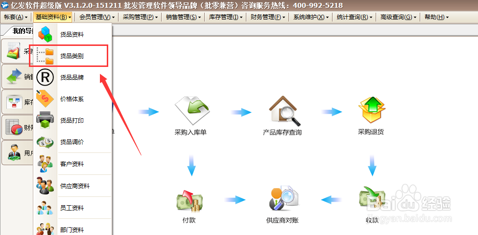 亿发软件怎样新增货品类别？