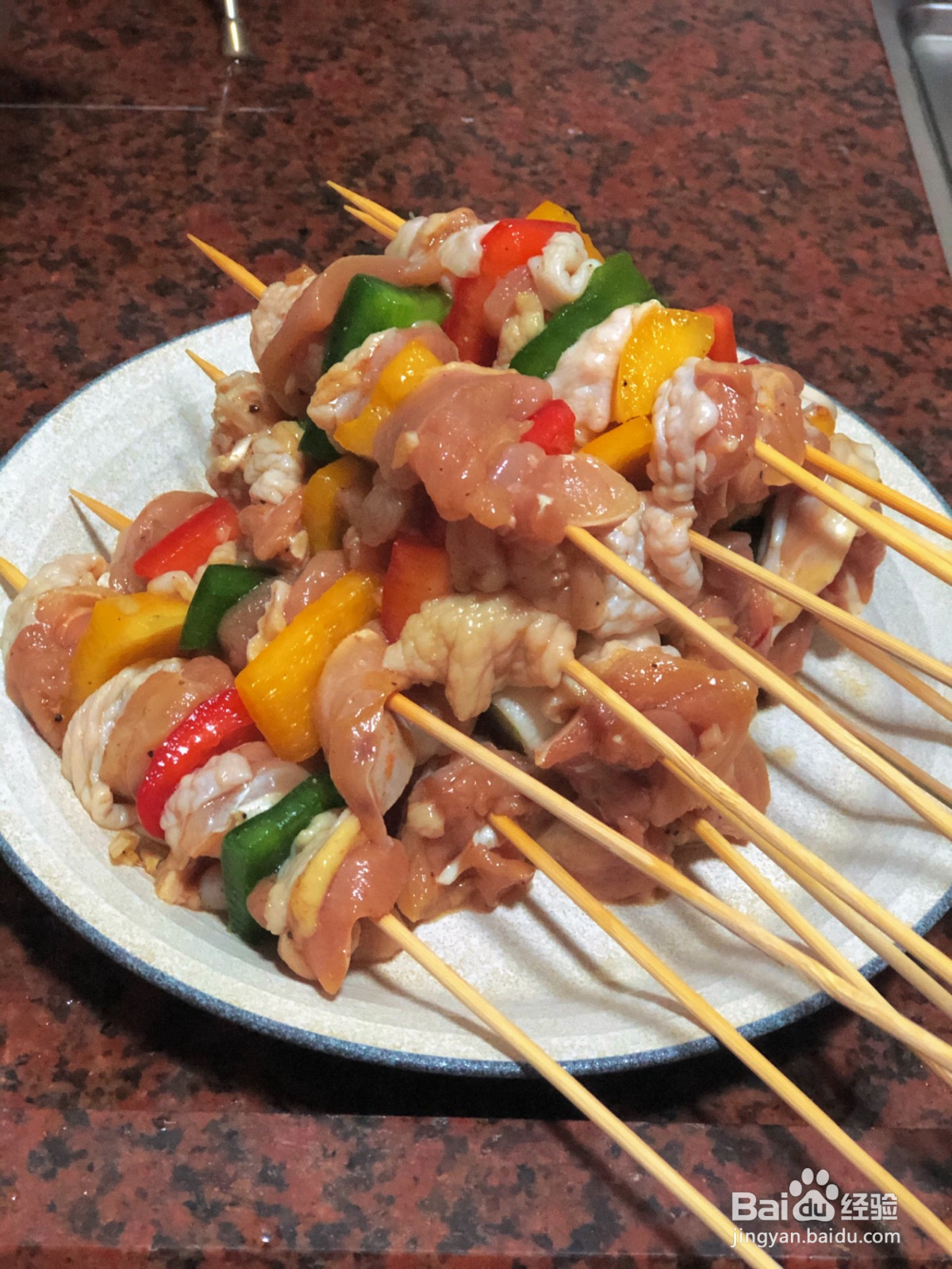彩椒大葱鸡肉串的做法