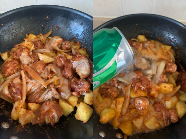 辣酱鸡腿炖土豆