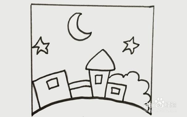 简笔画之夜晚的景色