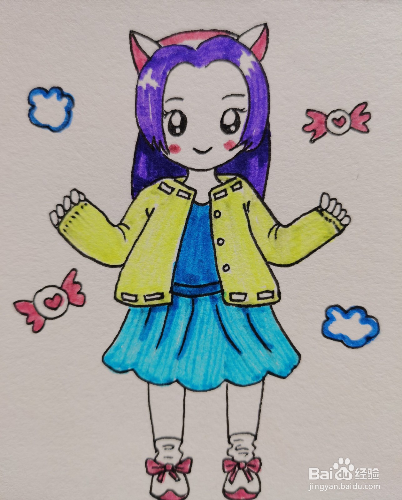 怎样画简笔画——可爱女孩