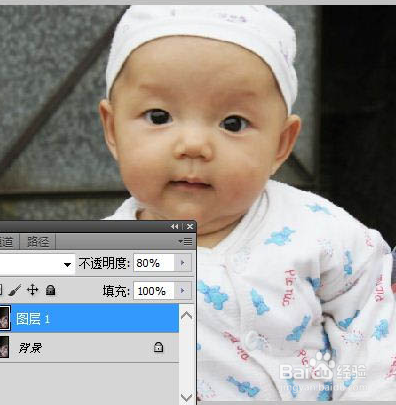 PS给可爱宝宝照片加上漂亮的淡青色教程
