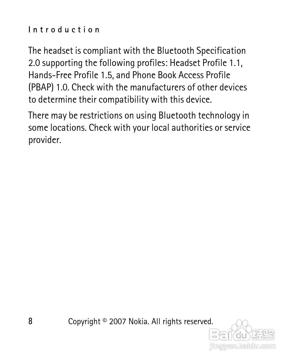 诺基亚 BH-902蓝牙耳机中文使用手册:[1]