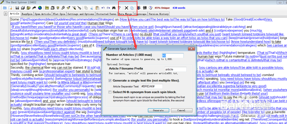 The Best Spinner的使用：如何伪原创文章