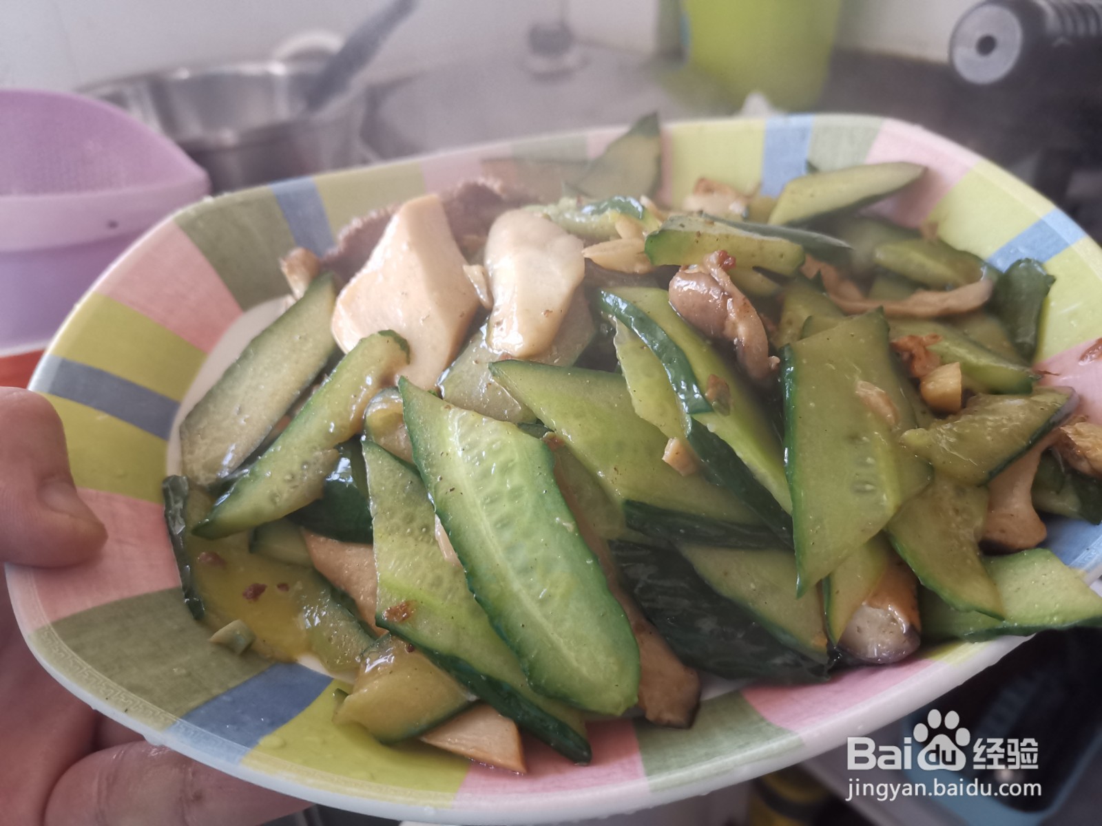 肉炒杏鲍菇黄瓜片