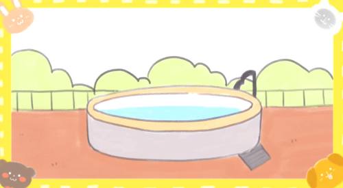 室外浴池简笔画怎么画