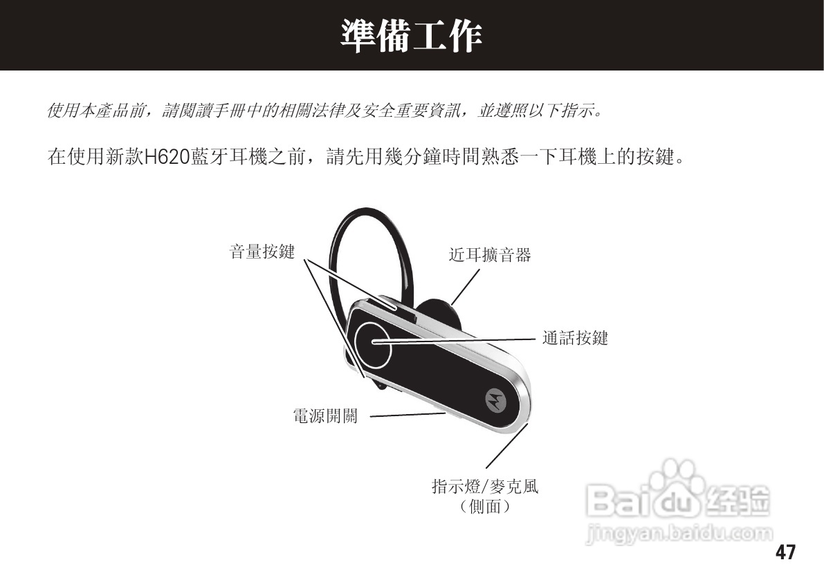 摩托罗拉H620蓝牙耳机使用说明书:[5]