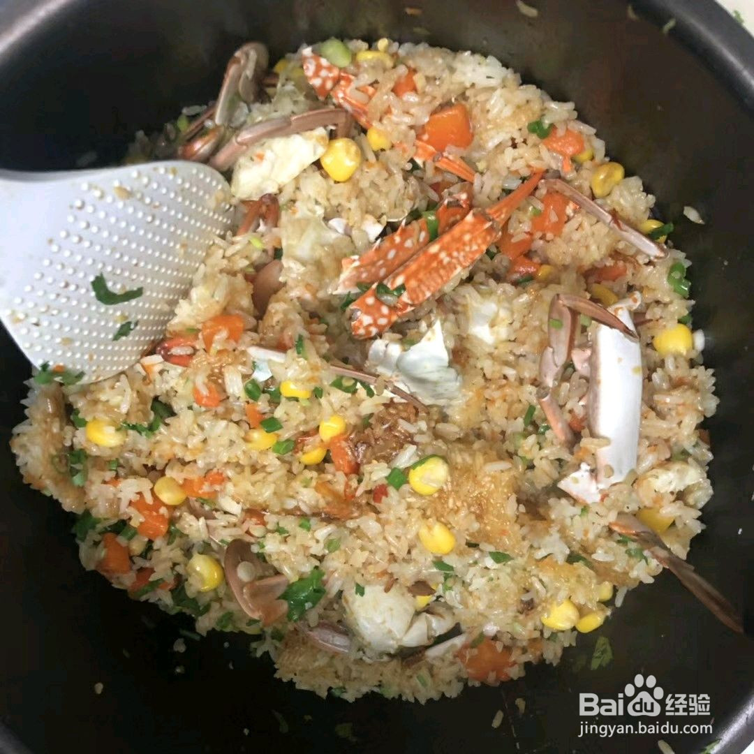 蟹煲饭的做法