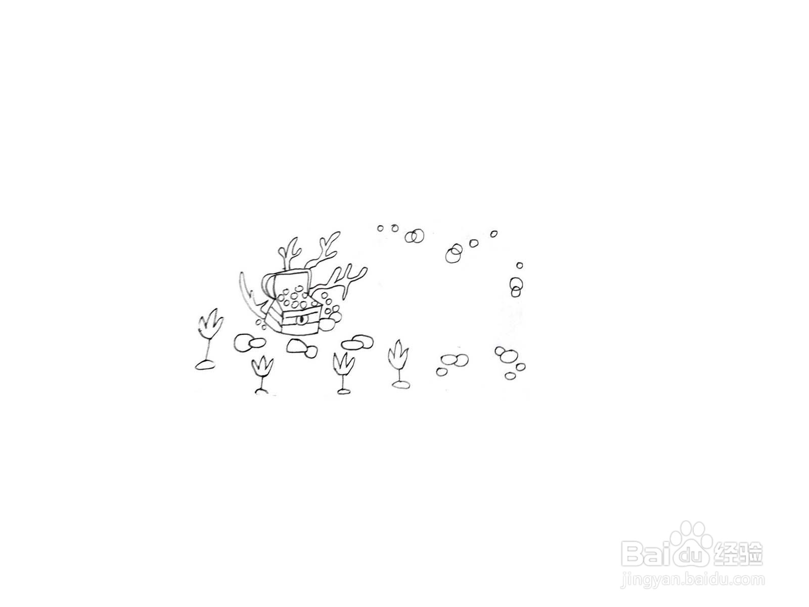 一笔一笔教你画螃蟹和宝箱水彩画