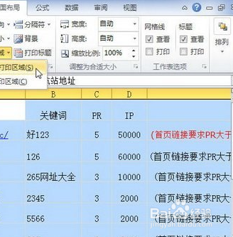 Excel2010工作表中如何设置打印区域