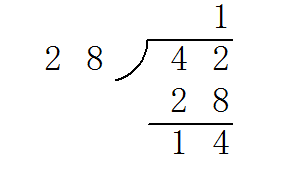42÷28请问列竖式怎么做了谢谢