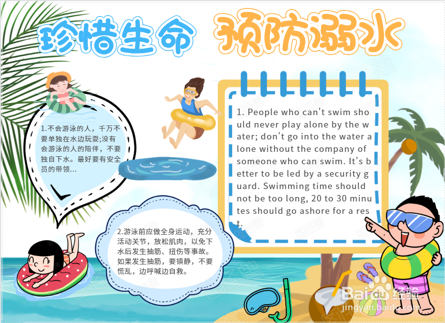 珍惜生命预防溺水手抄报图片 四年级