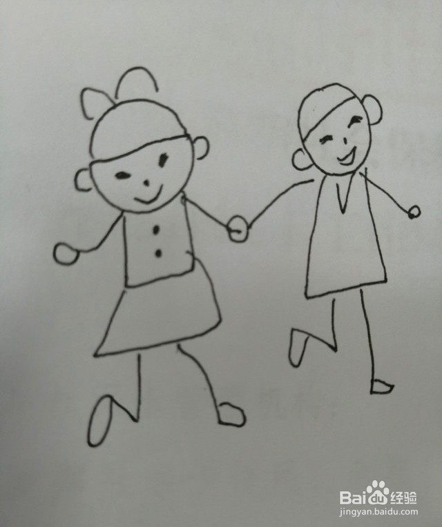 玩耍的小孩简笔画
