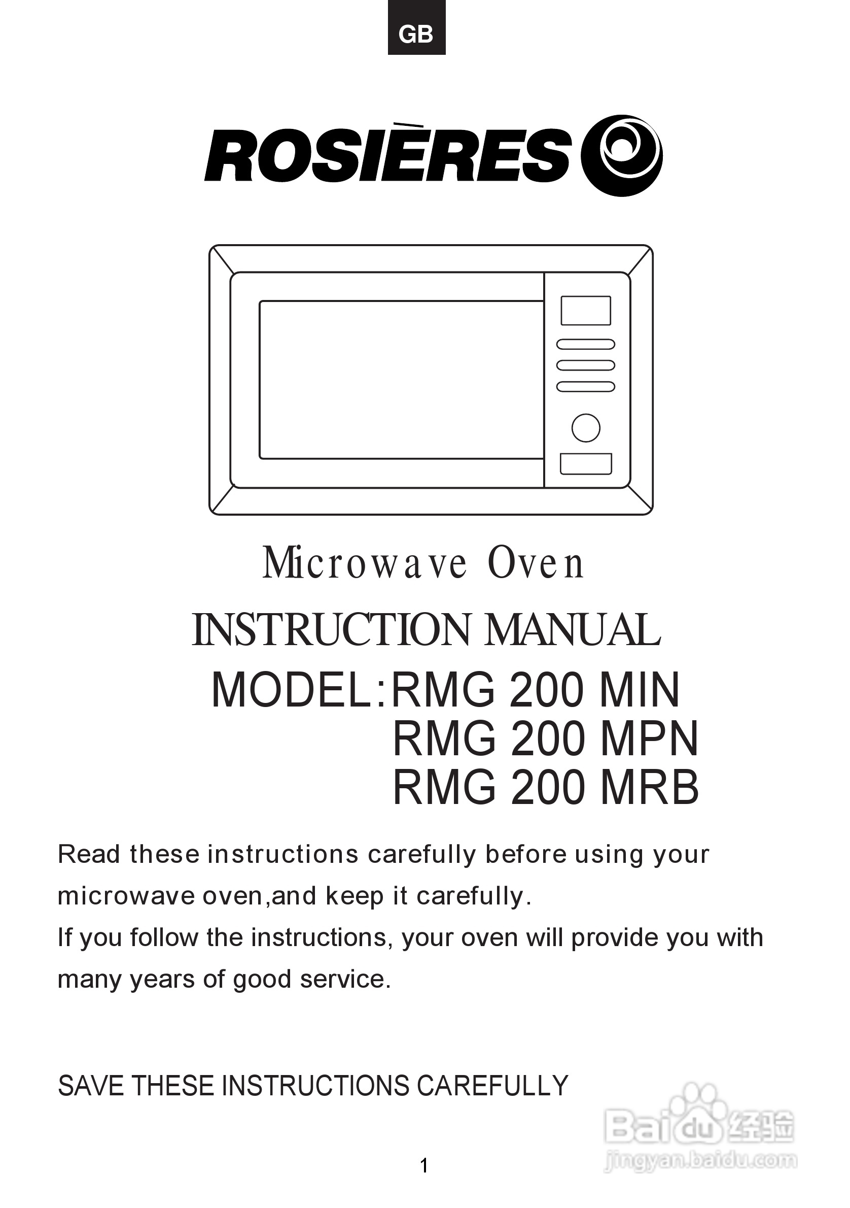 法国Rosieres RMG200MIN型微波炉说明书:[1]