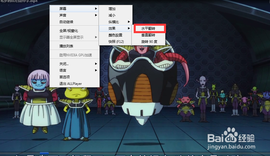 怎么使用allplayer的水平翻转功能?