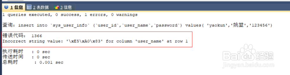 mysql中插入部分中文失败的解决办法