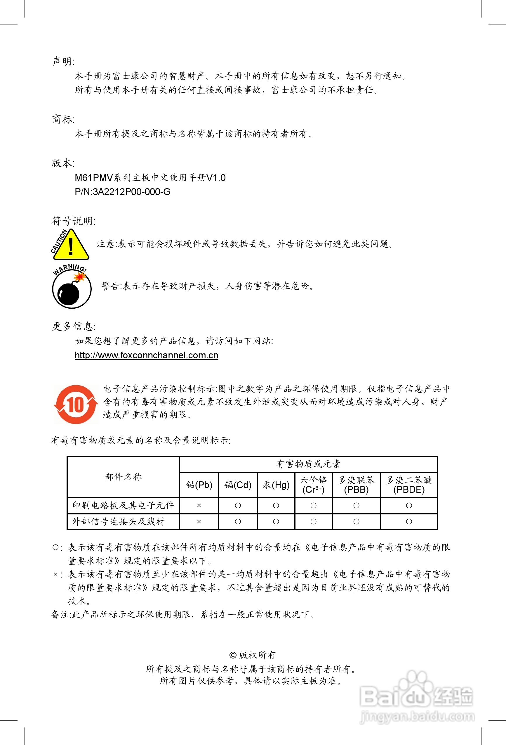 富士康M61PMV型主板使用手册:[1]