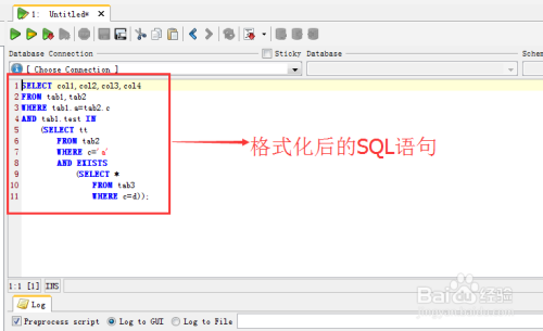 dbvisualizer怎样格式化sql语句