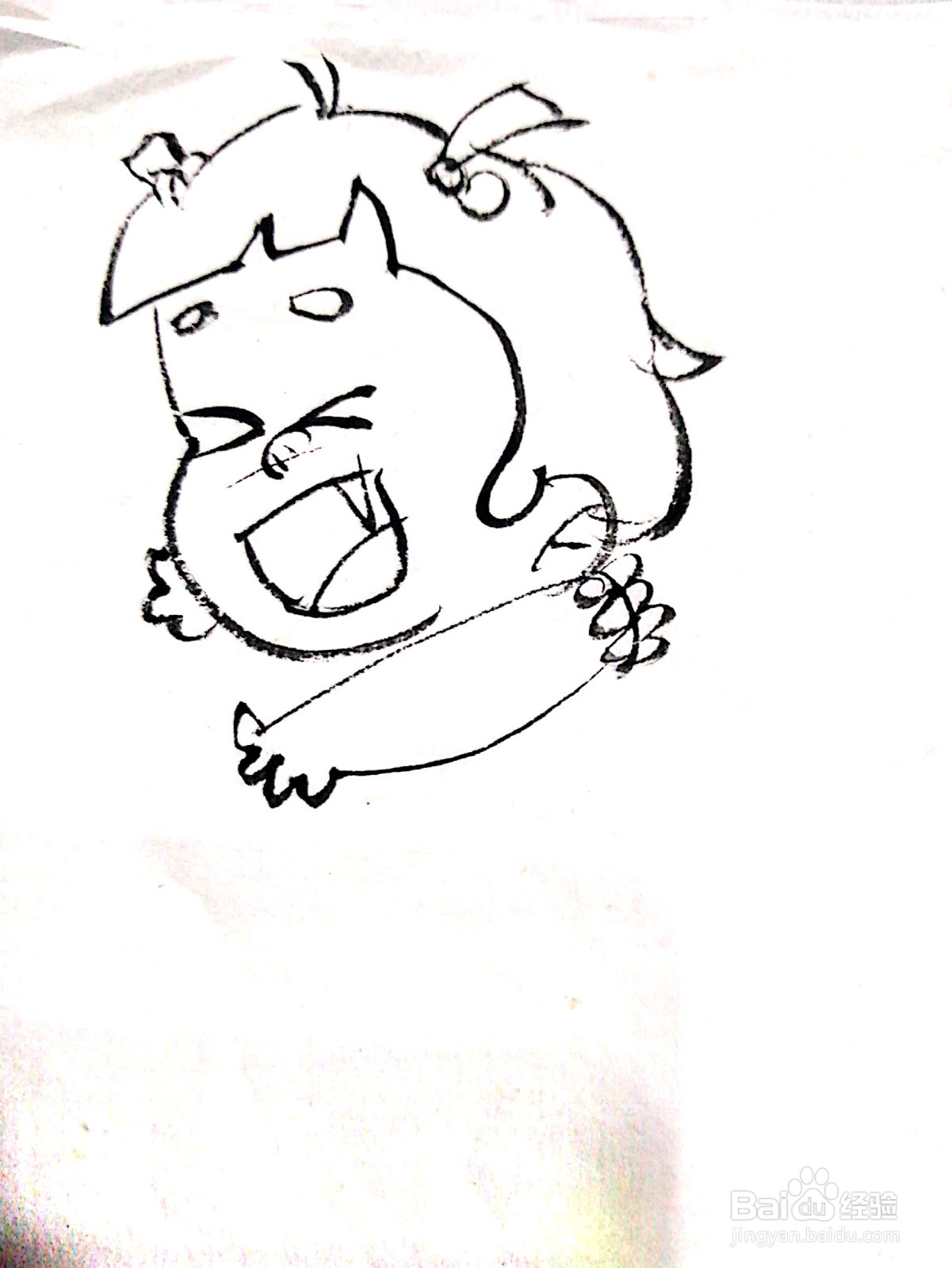 趴在地上的不听话小孩线描画怎么画